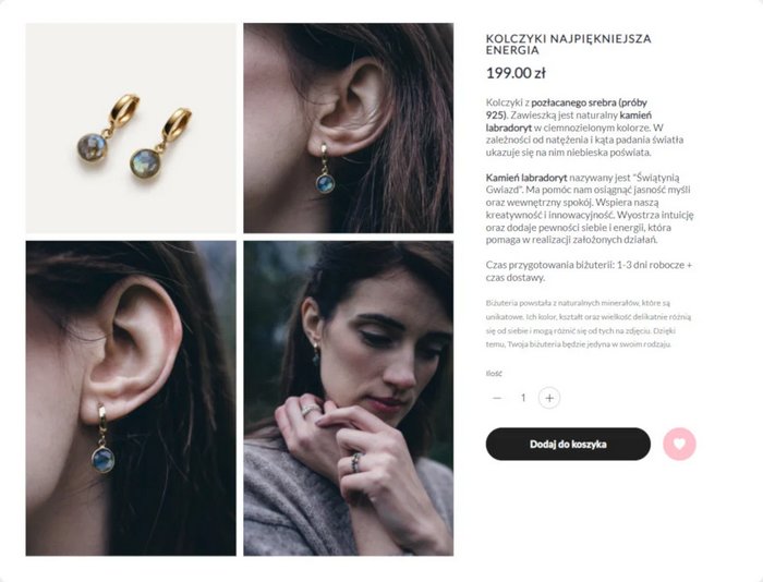 Zrzut ekranu ze sklepu pokazujący równą siatkę zdjęć na karcie produktu