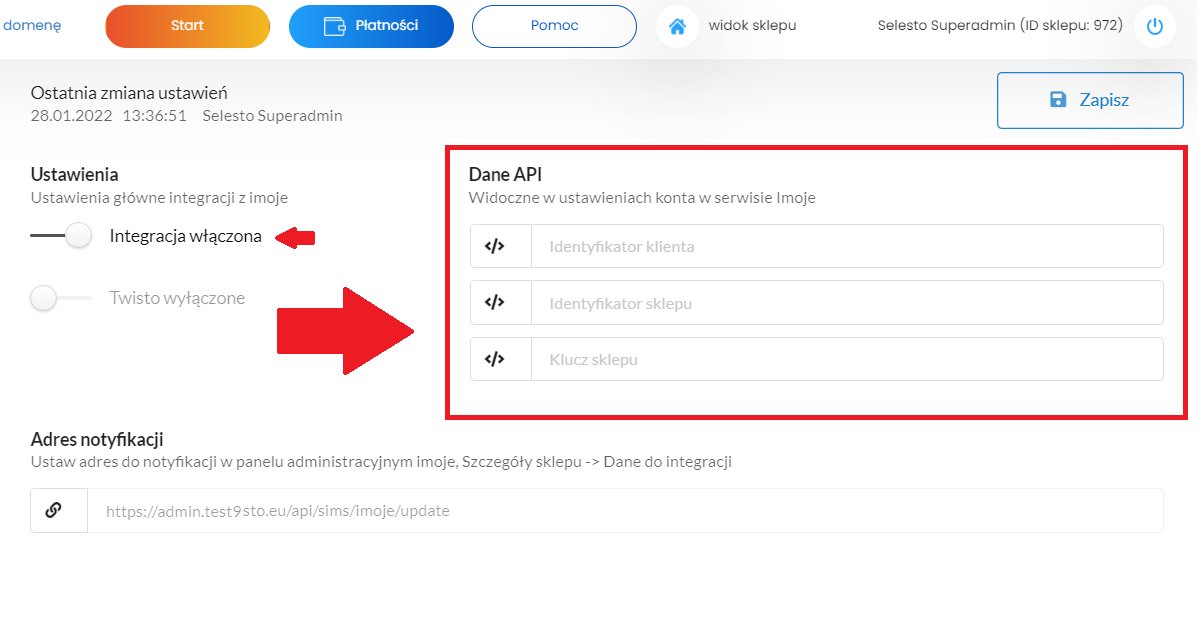 wprowadź dane api
