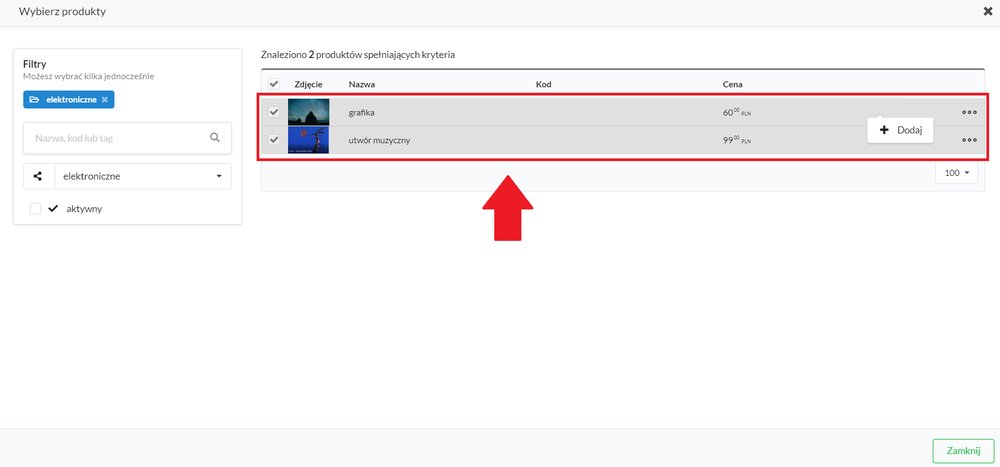 edycja zbiorowa lista produktów