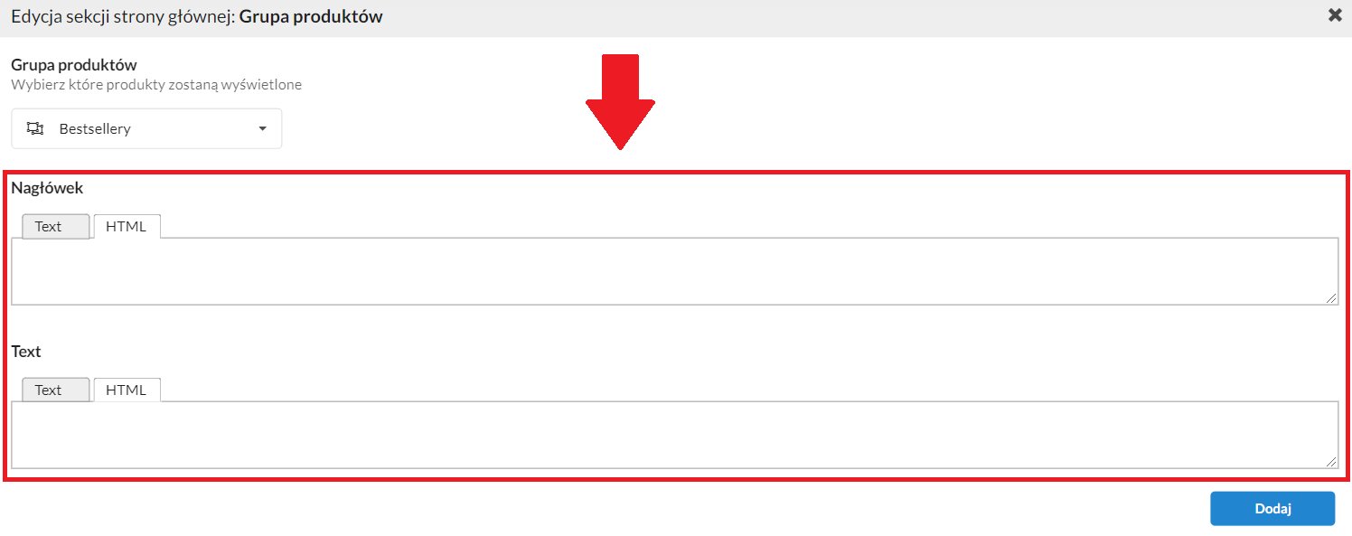 nagłówek i tekst grupy w html