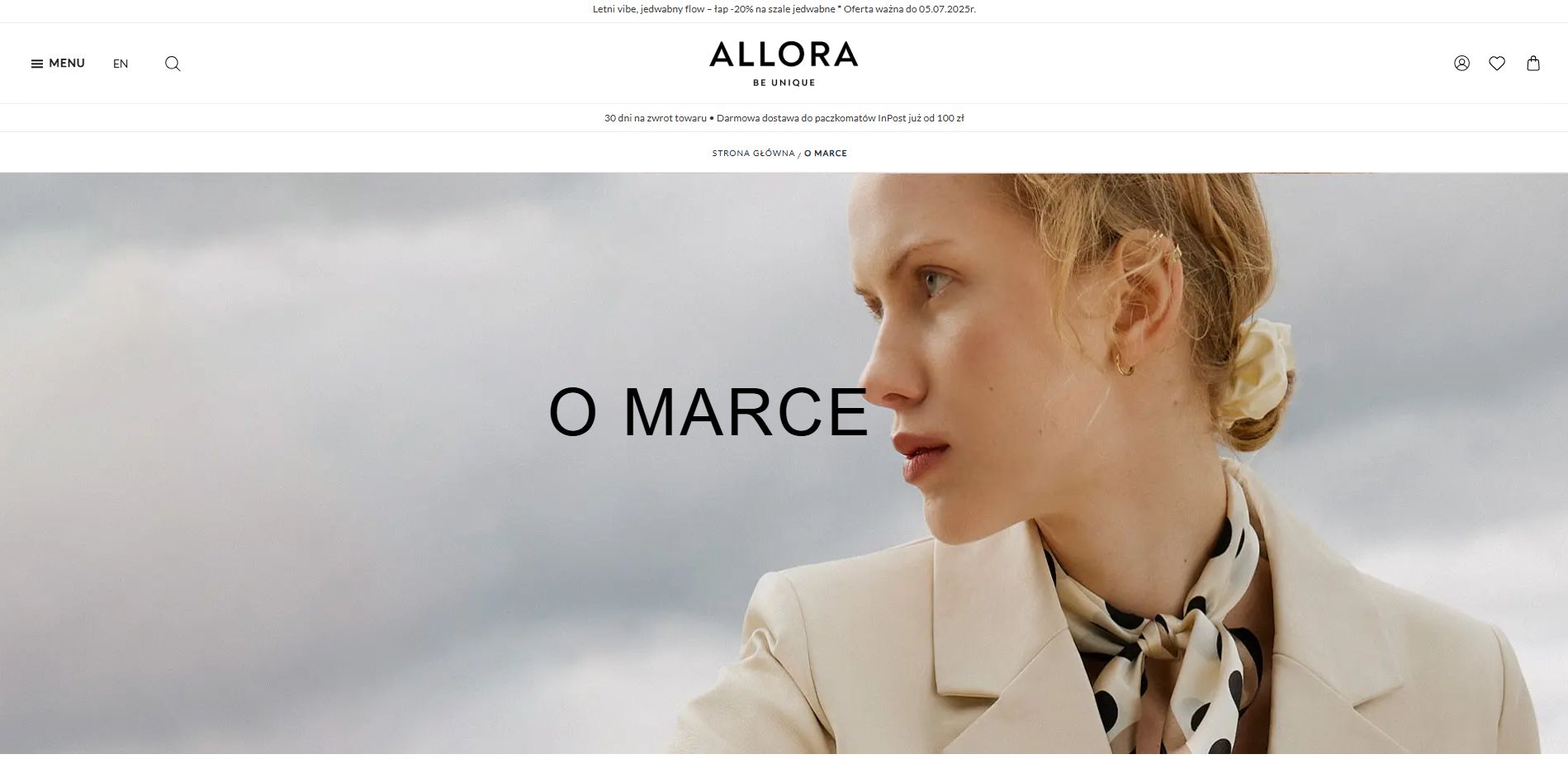 Wygląd strony głównej na sklepie allora.sklep.pl