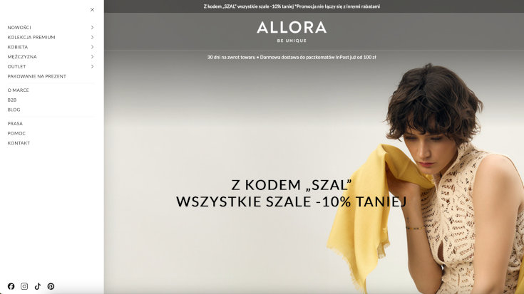 strona główna sklepu internetowego Allora
