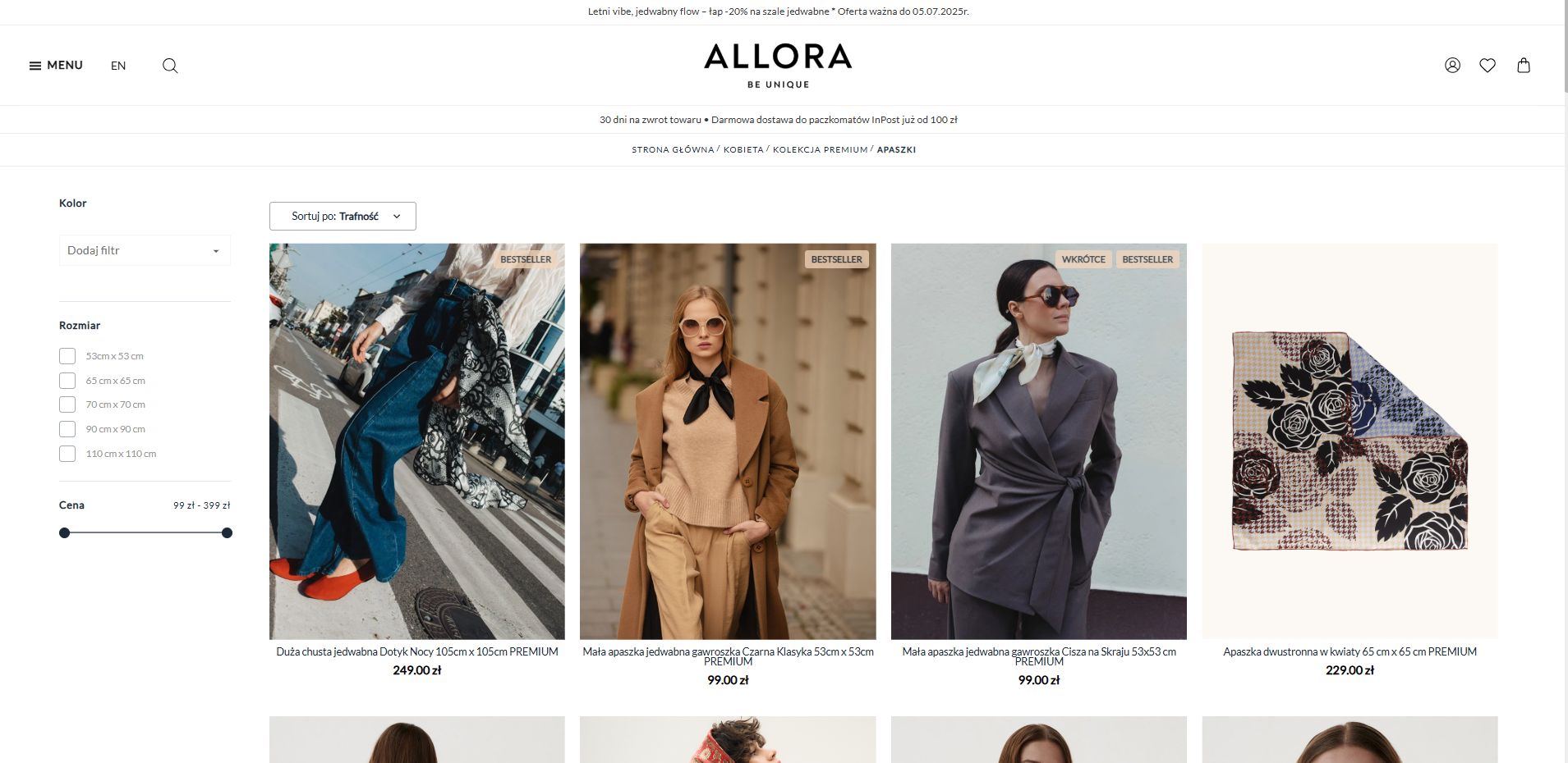 Realizacja karty kategorii dla sklepu allora.sklep.pl