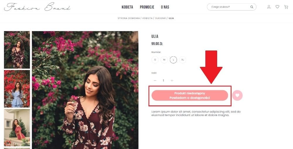 widok produktu niedostępnego
