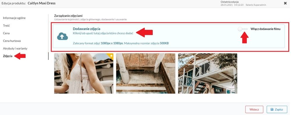 dodawanie zdjęcia do produktu