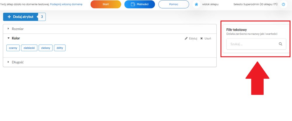 filtrowanie listy atrybutów