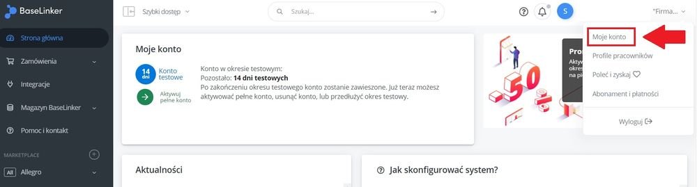 moje konto w BaseLinker