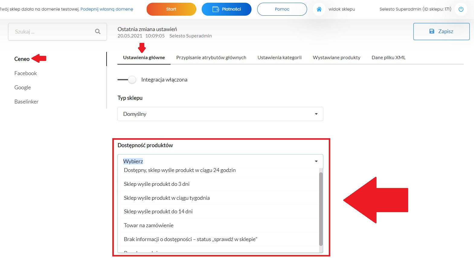 dostępność produktów
