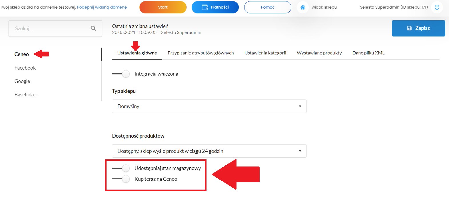 dodatkowe opcje ustawień