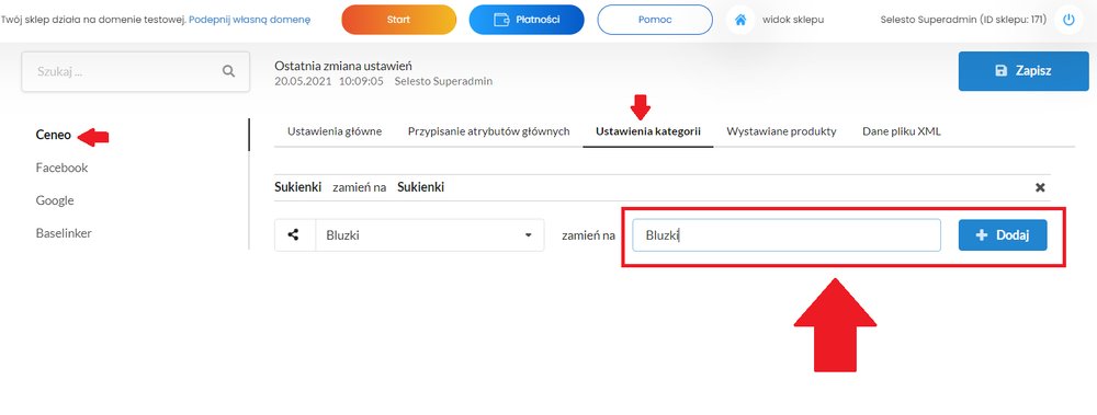 dodaj kategorię ceneo