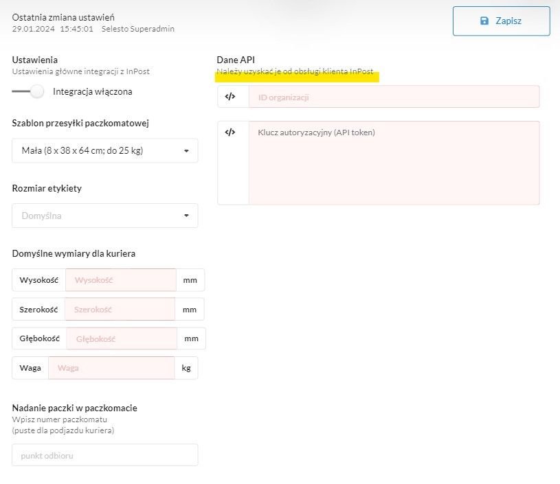 inpost dane api