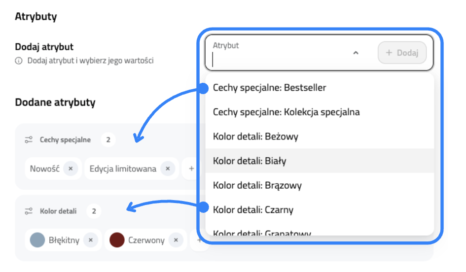 Dodawanie atrybutów do produktu