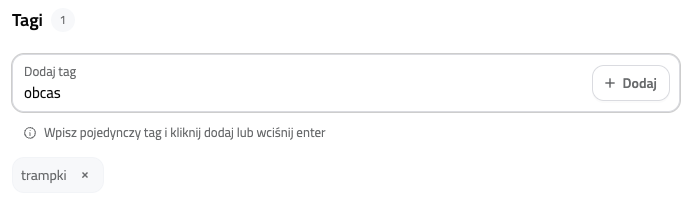 Dodawanie tagów do produktu