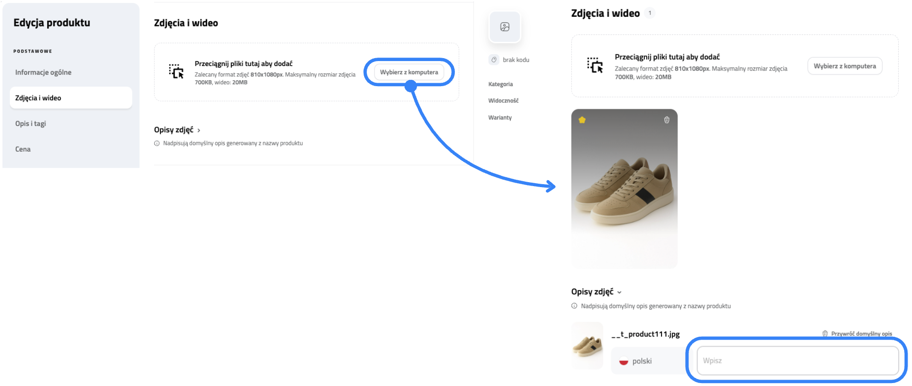 Dodawanie pliku ze zdjęciem