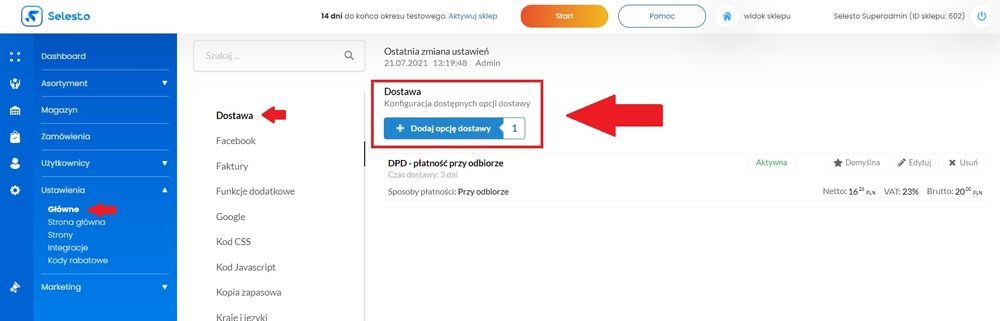 dodaj opcję dostawy