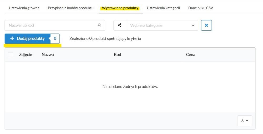 wystawiane produkty