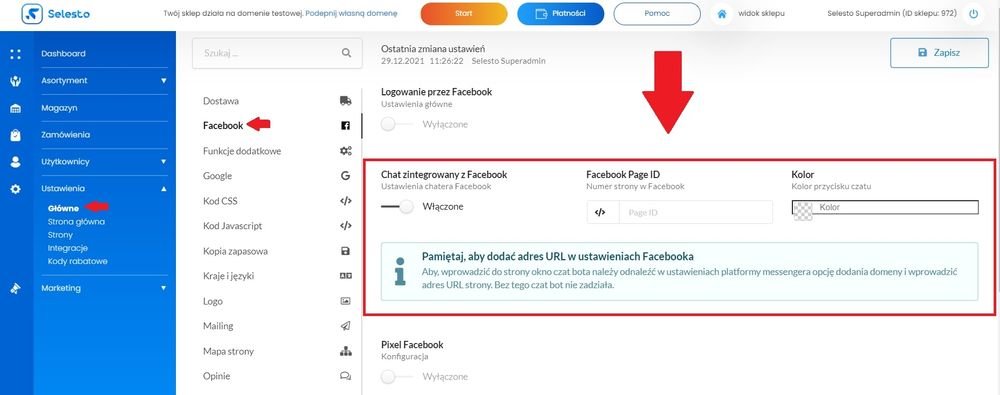 włączenie czatu messenger