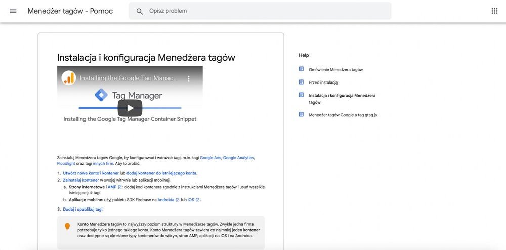 GA konfiguracja