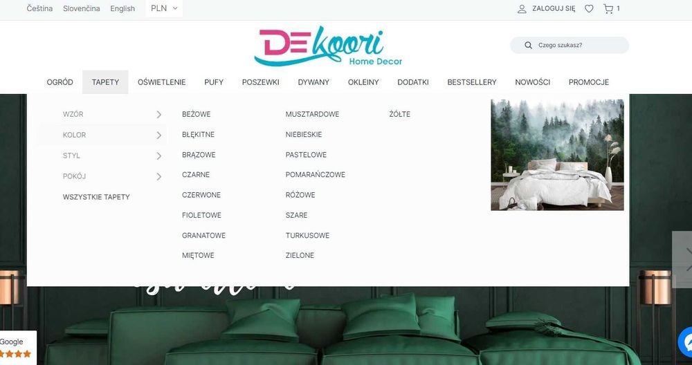 menu utworzone w html