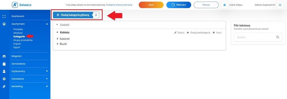 dodaj kategorię główną