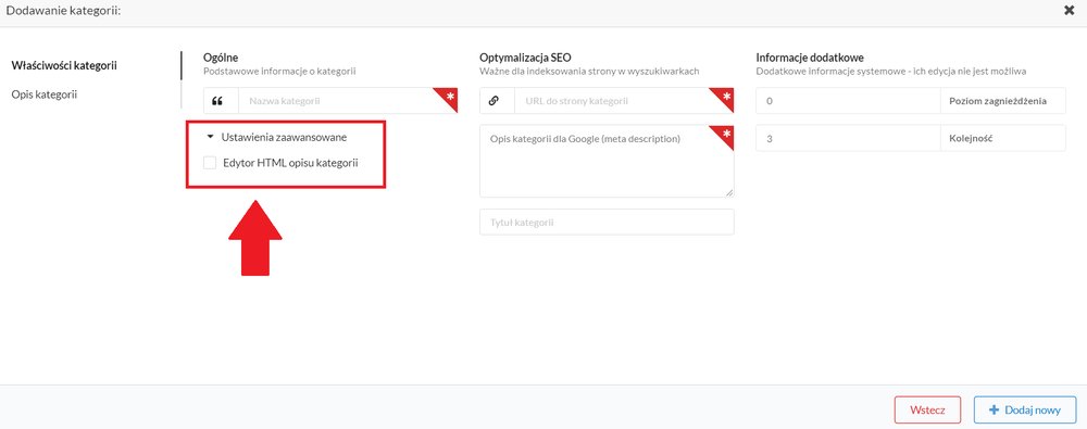 ustawienie opisu html