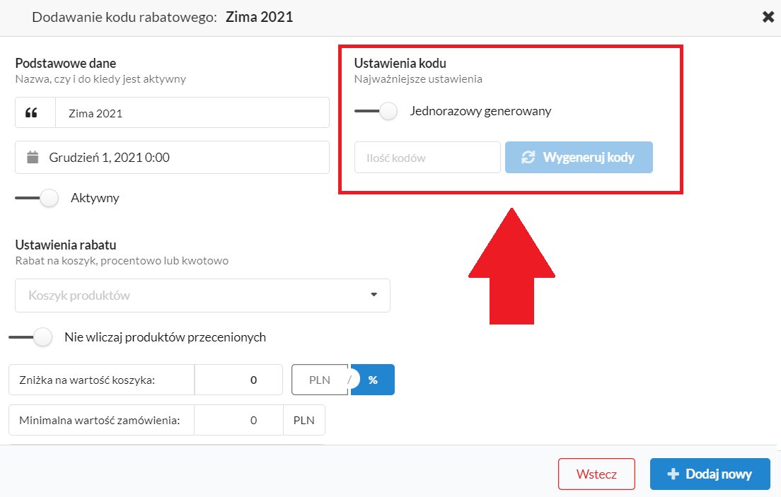 dodaj jednorazowy kod