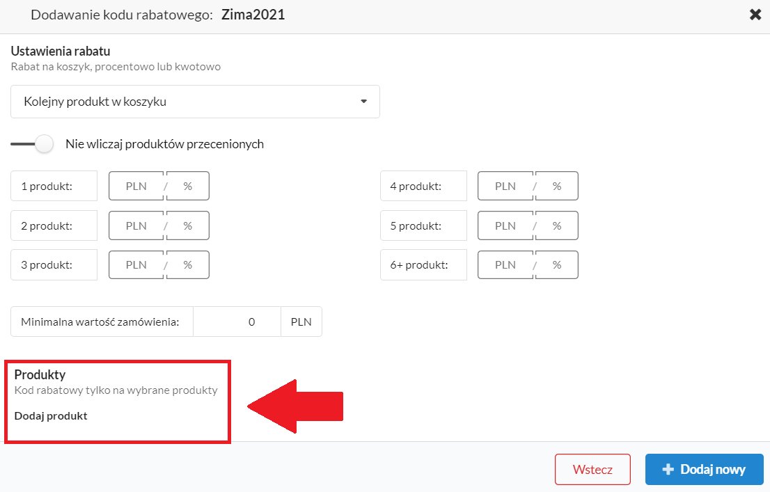 dodawanie produktów z rabatem