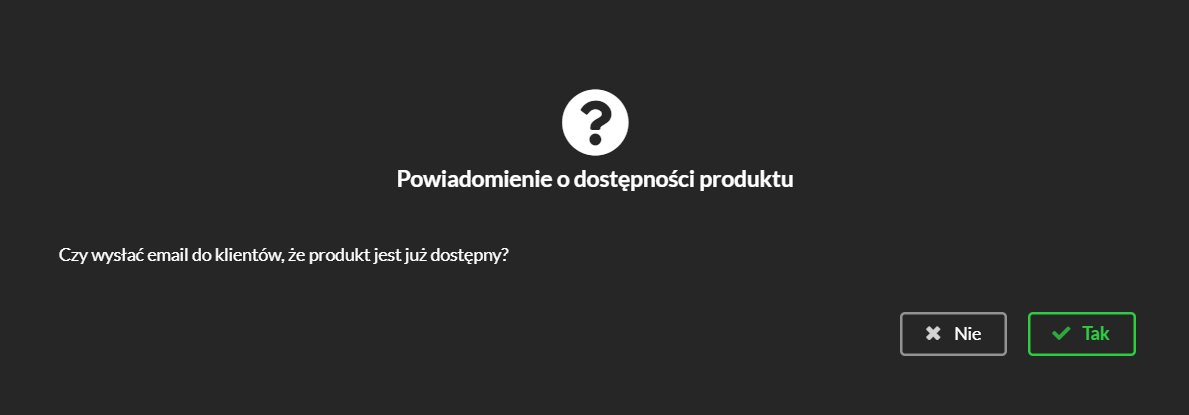 powiadomienie o dostępności produktu