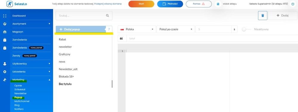 dodaj okienko pop-up