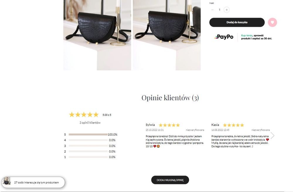 widok opinii na karcie produktu