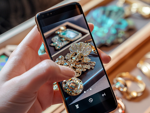 kobieta robi zdjęcie biżuterii