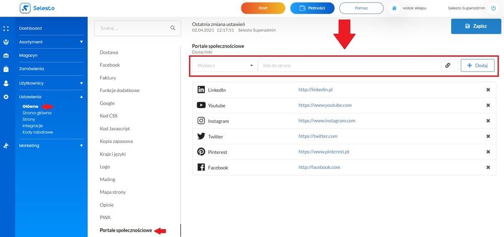 dodaj social media