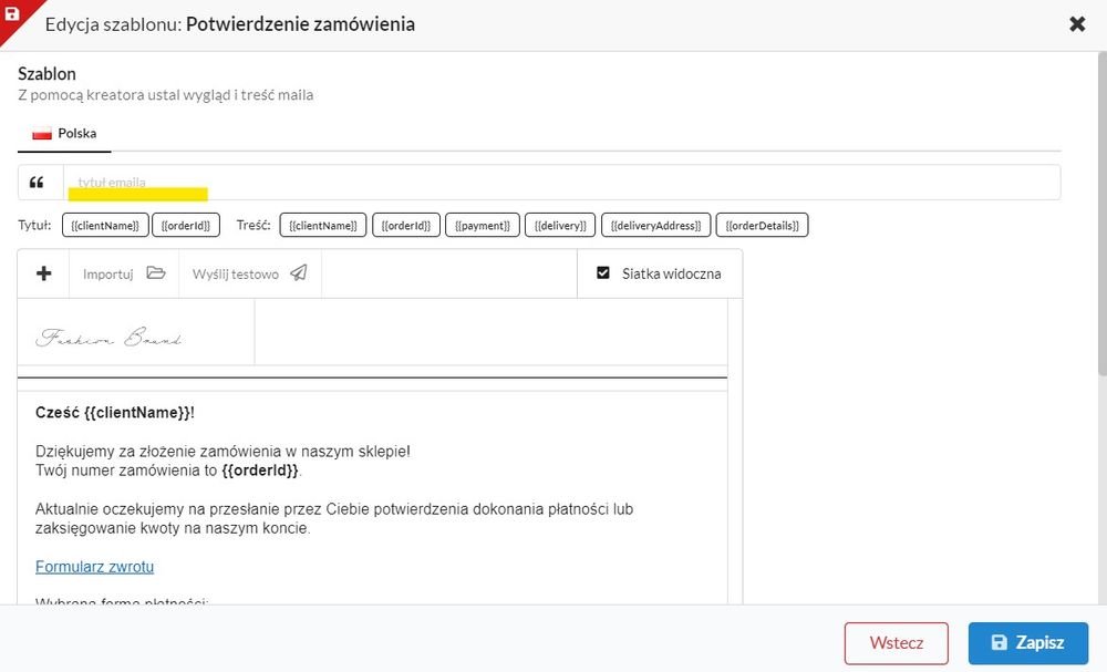 tytuł maila do klienta