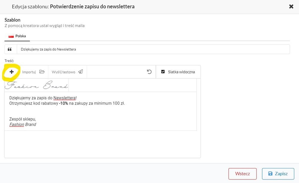edycja szablonu powiadomienia