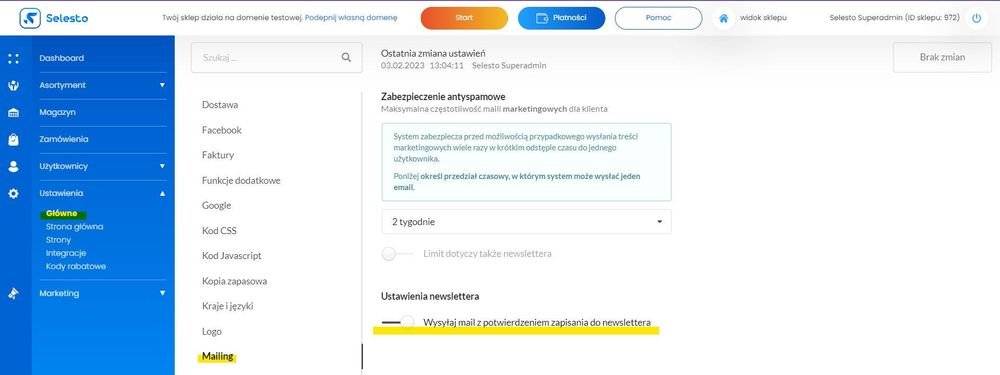 włączenie powiadomienia o zapisie