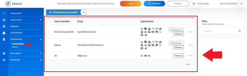 lista kont pracowników