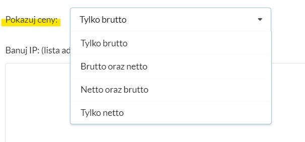 opcje pokazywania cen
