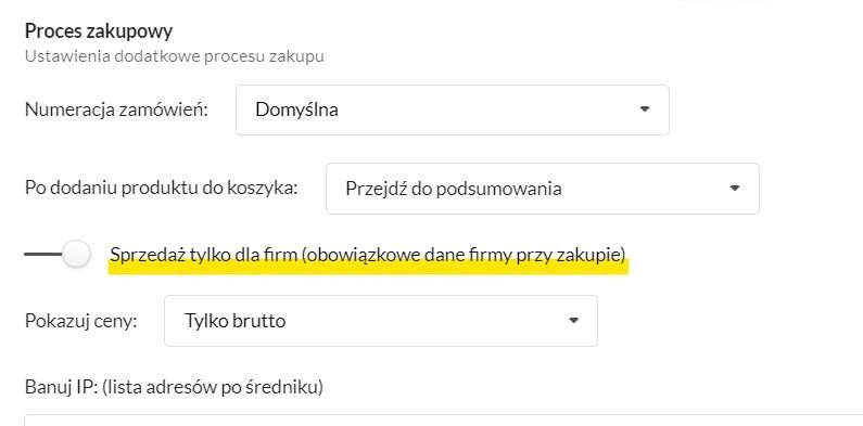 opcja sprzedaży tylko dla firm