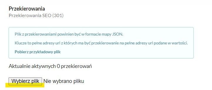 wgraj plik do przekierowań