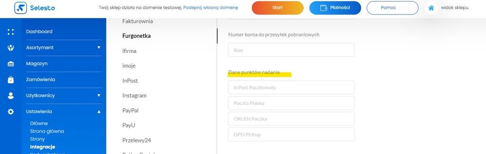 dane punktu nadawania