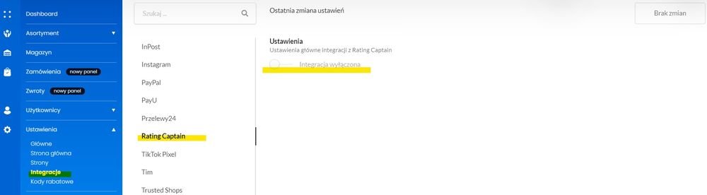 włącz Rating Captain