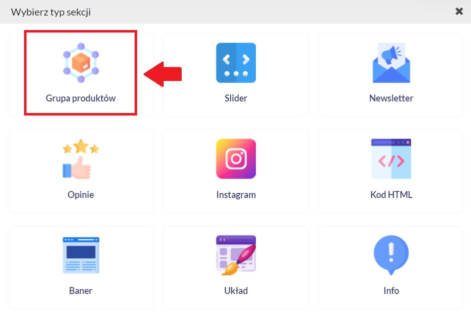 sekcja grupa produktów