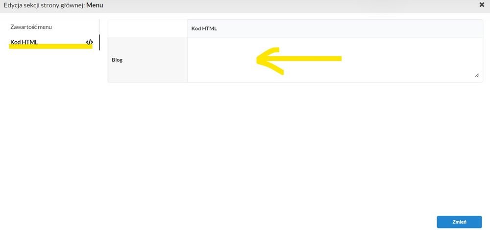 edycja pozycji html w menu