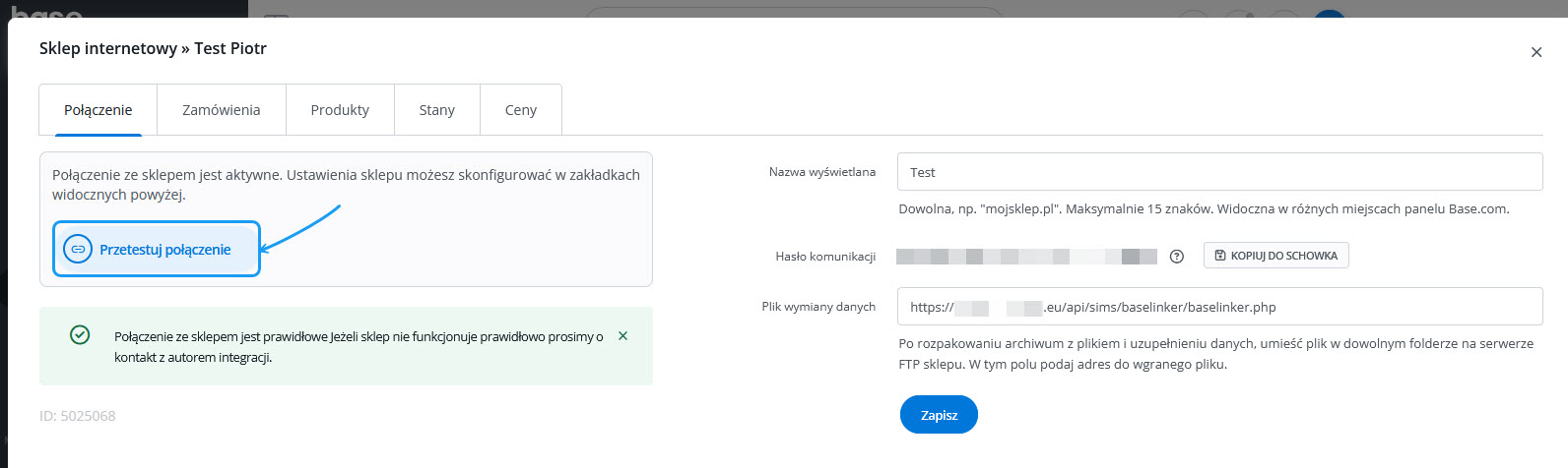 Ustawienia Selesto - integracja z Base