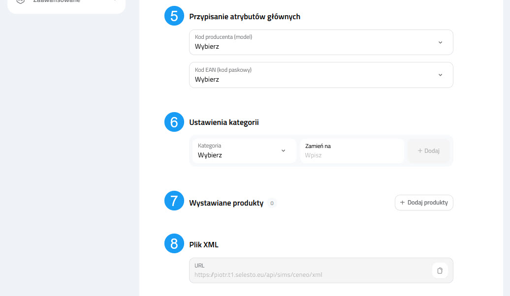 Selesto - ustawienia integracji z Ceneo