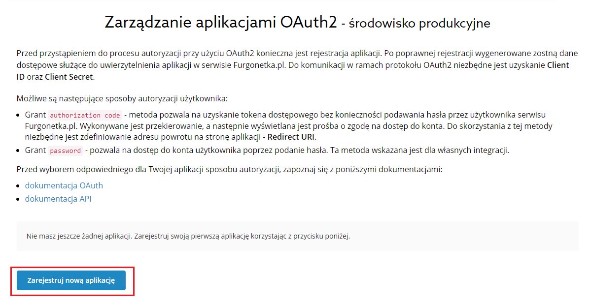 Selesto - integracja z Furgonetka - rejestracja nowej aplikacji