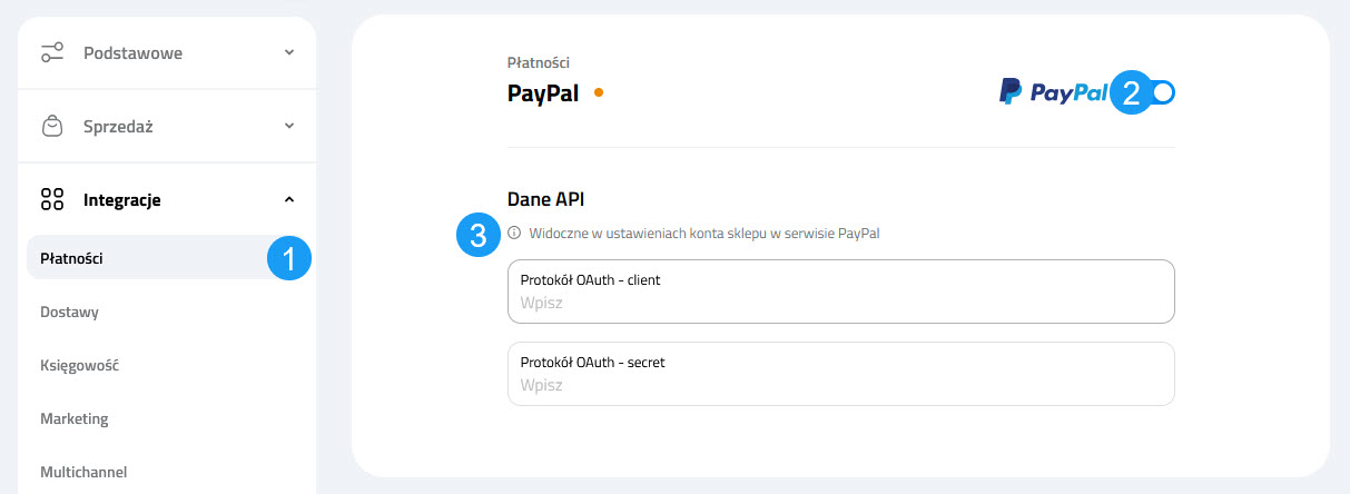 Selesto - ustawienia integracji PayPal