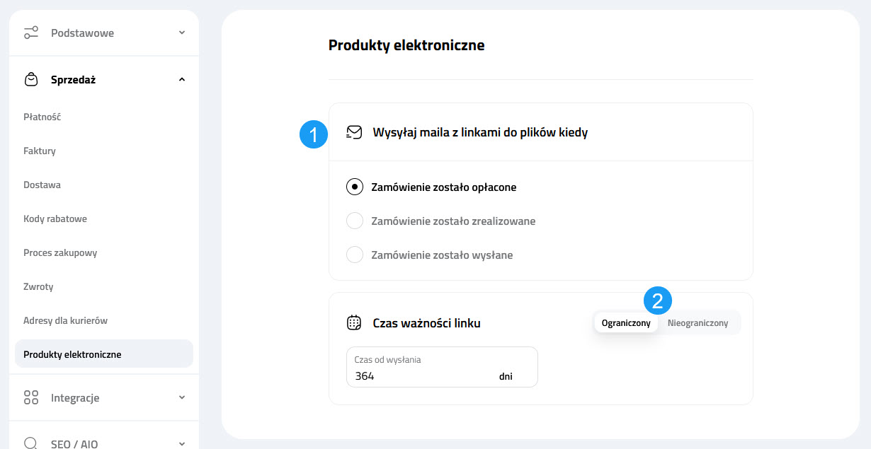 Konfiguracjia opcji produktów elektronicznych w Selesto