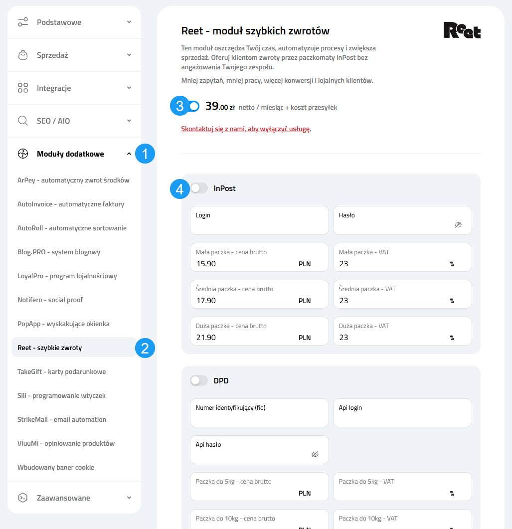 Selesto - dodatkowe opcje zwrotów z modułem Reet - szybkie zwroty
