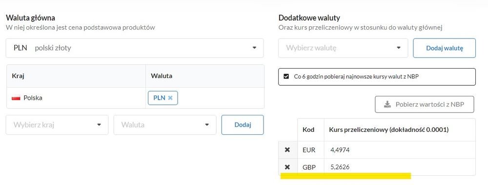 własny kurs waluty